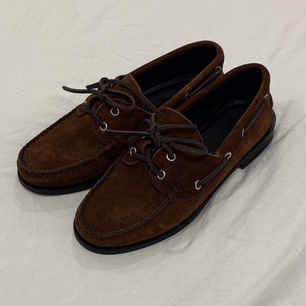 Aeyde Brown Suede Lace-Up Loafers
